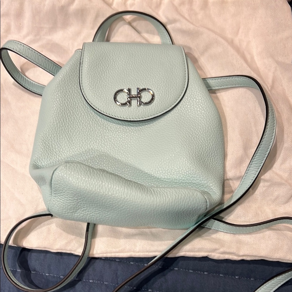 Salvatore Ferragamo Mini Baby Blue Leather Backpack - Picture 7 of 7